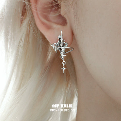 Stylish Y2K mystic earrings in silver design for a trendy look
