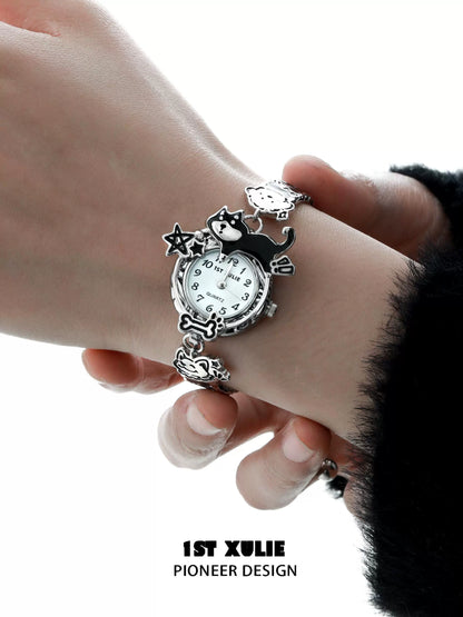 Y2K puppy watch bracelet featuring a playful design with stars and a cute puppy motif