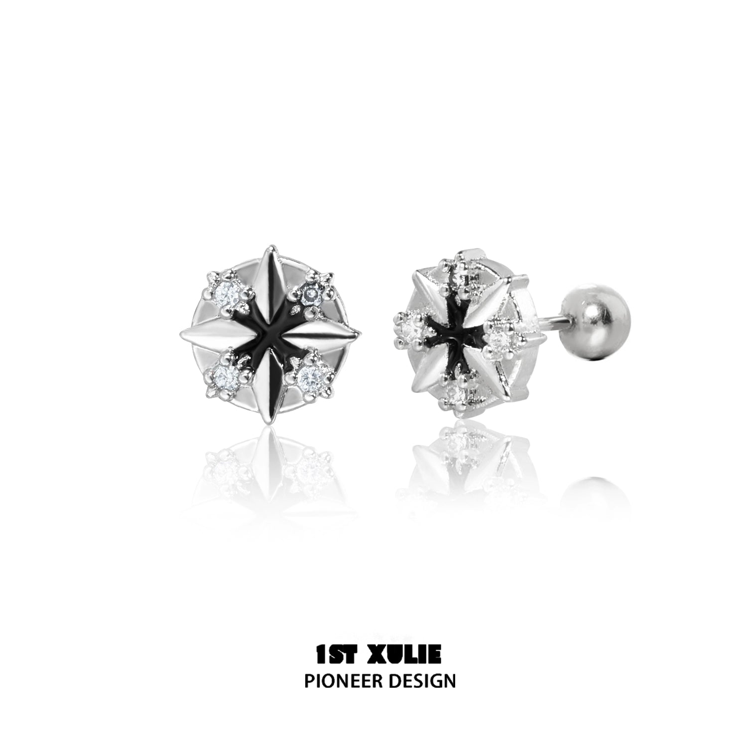 Stylish Y2K star earrings with silver finish and sparkling stones for a trendy look