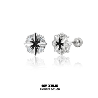 Stylish Y2K star earrings with silver finish and sparkling stones for a trendy look